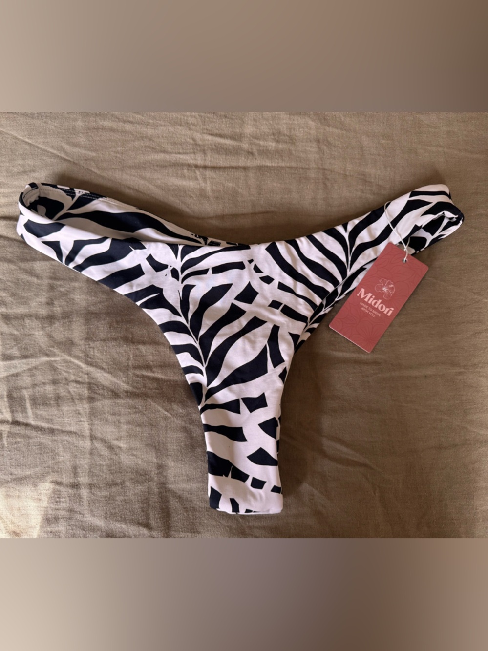 Midori Black and White Zebra Print Bikini Bottom